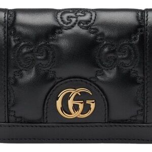 Gucci Black Leather bifold wallet with Gold Logo